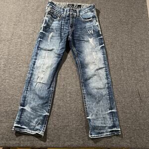 Buckle Black Fit 9 Straight leg Jeans men's 32s Blue Stretch Denim 32x29